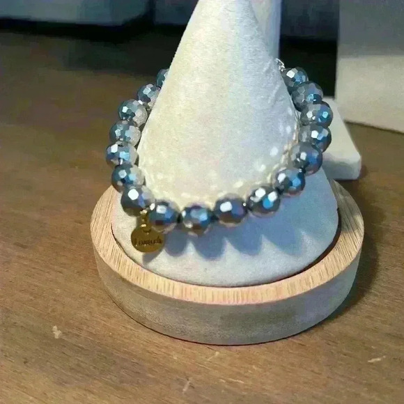 Vintage Silver Disco Crystal Beads Rhinestone Ball Erimish Stretch Bracelet - Picture 1 of 7